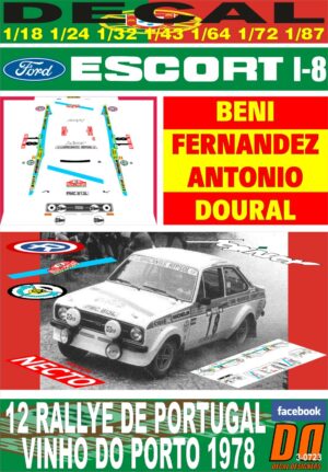 DECAL FORD ESCORT RS 1800 MKII BENY FERNANDEZ R. PORTUGAL 1978 DnF (01)
