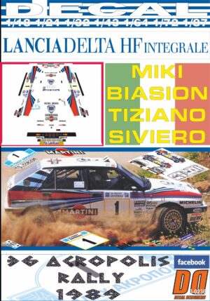 DECAL LANCIA DELTA INTEGRALE M.BIASION ACROPOLIS R. 1989 WINNER (01)