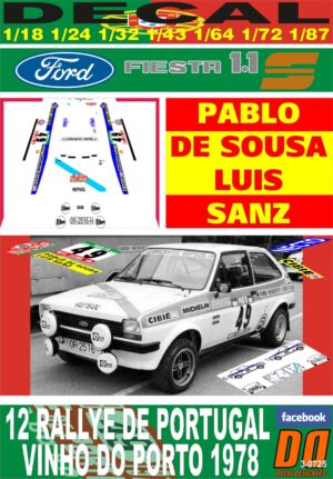 DECAL FORD FIESTA 1.1 S PABLO DE SOUSA R. PORTUGAL 1978 DnF (01)
