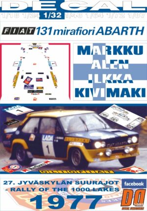DECAL FIAT 131 ABARTH M. ALEN 1000 LAKES R. 1977 DnF