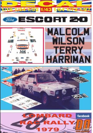 DECAL FORD ESCORT RS 1800 MKII M. WILSON RAC R. 1979 15th (01)