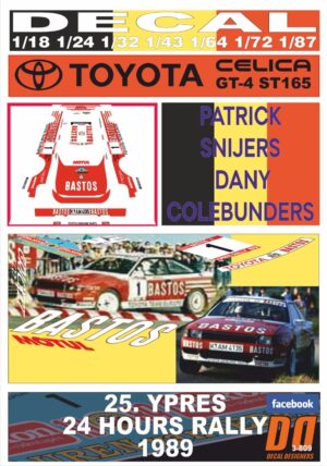 DECAL TOYOTA CELICA GT-4 ST 165 "BASTOS" P.SNIJERS YPRES 24 HOURS R. 1989 (01)