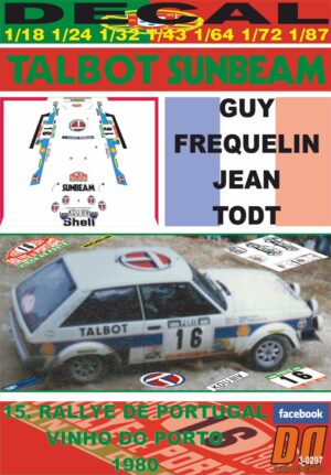 DECAL TALBOT SUNBEAM LOTUS G. FREQUELIN R.PORTUGAL 1980 3rd (01)