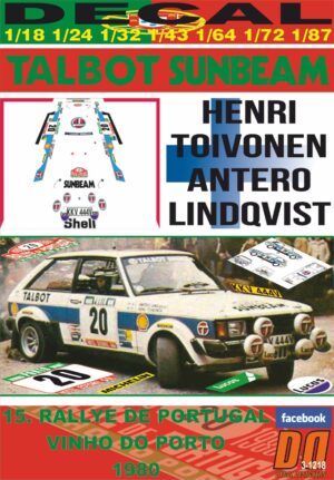 DECAL TALBOT SUNBEAM LOTUS H.TOIVONEN R.PORTUGAL 1980 DnF (01)