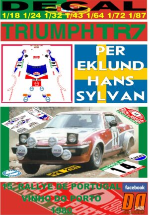 DECAL TRIUMPH TR7 V8 PER EKLUND RALLYE PORTUGAL 1980 DnF (01)