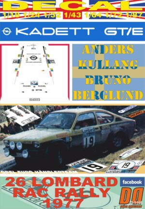 DECAL OPEL KADETT GT/E A.KULLANG RAC R. 1977 15th (01)