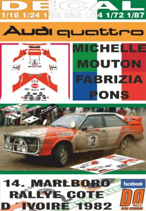 DECAL AUDI QUATTRO M.MOUTON R. COTE IVOIRE 1982 DnF