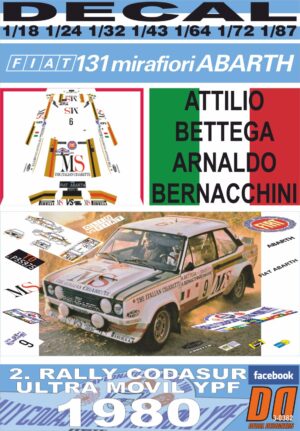 DECAL FIAT 131 ABARTH A.BETTEGA R.CODASUR 1980 DnF (01)