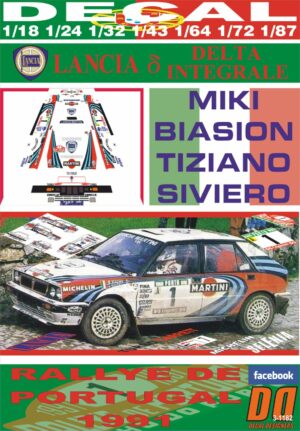 DECAL LANCIA DELTA INTEGRALE 16V M.BIASION R.PORTUGAL 1991 3rd (01)