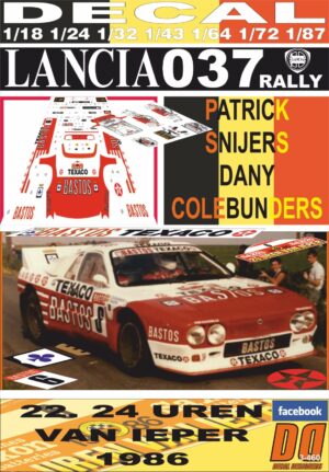DECAL LANCIA 037 RALLY P.SNIJERS 24 UREN VAN IEPER 1986 2nd (01)