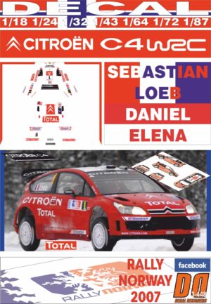 DECAL CITROEN C4 WRC S.LOEB R.NORWAY 2007 14th (01)
