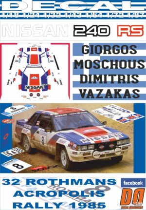 DECAL NISSAN 240 RS G.MOSCHOUS ACROPOLIS R. 1985 8th (01)