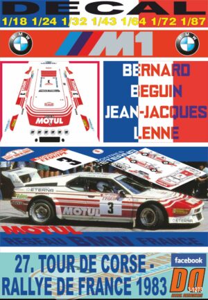 DECAL BMW M1 B.BEGUIN TOUR DE CORSE 1983 DnF (01)