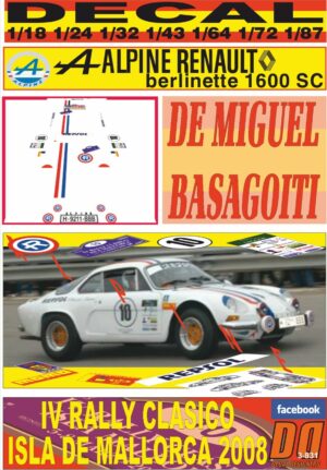 DECAL RENAULT ALPINE DE MIGUEL RALLY CLASICO MALLORCA 2008 (01)