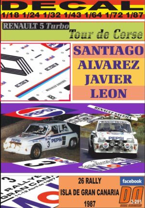 DECAL RENAULT 5 TURBO TdC S.ALVAREZ R.ISLA DE GRAN CANARIA 1987 3rd (01)