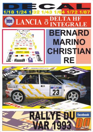 DECAL LANCIA DELTA HF INTEGRALE B. MARINO R. DU VAR 1993 (01)