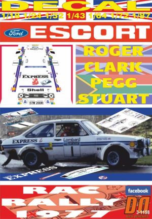 DECAL FORD ESCORT RS 1800 MK II R.CLARK RAC R. 1977 4th (01)