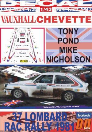 DECAL VAUXHALL CHEVETTE 2300 HSR TONY POND RAC R. 1981 DnF (01)