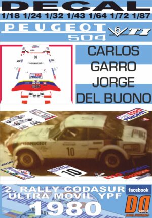 DECAL PEUGEOT 504 COUPE V6 C.GARRO R.CODASUR 1980 DnF (01)