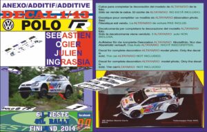 ANEXO DECAL 1/43 VOLKSWAGEN POLO R WRC S.OGIER R.FINLAND 2014 2nd (01)