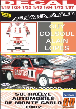 DECAL OPEL ASCONA 400 GUY COLSOUL R. MONTECARLO 1982 25th (01)