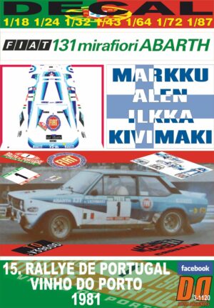 DECAL FIAT 131 ABARTH M.ALEN R.PORTUGAL 1981 WINNER (01)