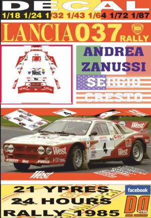 DECAL LANCIA 037 RALLY A.ZANUSSI YPRES 24 R. 1985 DnF (01)