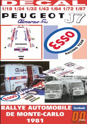 DECAL PEUGEOT J7 ALMERAS COMPETITION R. MONTECARLO 1981 (01)