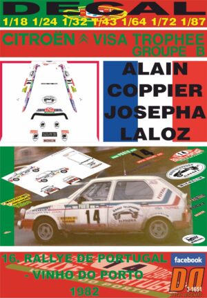 DECAL CITROEN VISA TROPHEE A.COPPIER R.PORTUGAL 1982 5th (01)
