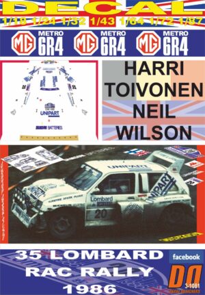 DECAL MG METRO 6R4 HARRI TOIVONEN RAC R. 1986 DnF (01)