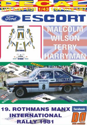 DECAL FORD ESCORT RS 1800 MKII M.WILSON MANX R. 1981 3rd (01)