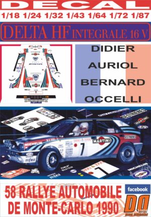 DECAL LANCIA DELTA INTEGRALE 16V D.AURIOL R.MONTECARLO 1990 WINNER (01)