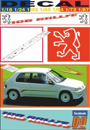 DECAL PEUGEOT 106 RALLYE PHASE I 1993