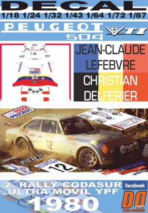 DECAL PEUGEOT 504 COUPE V6 J-C.LEFEBVRE R.CODASUR 1980 5th
