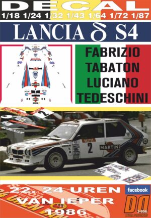 DECAL LANCIA DELTA S4 F.TABATON YPRES 24 HOURS R. 1986 DnF (01)