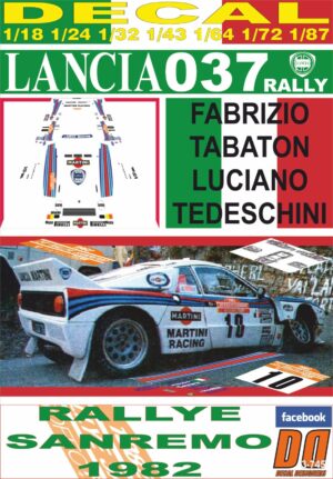 DECAL LANCIA 037 RALLY F.TABATON R. SANREMO 1982 DnF (01)