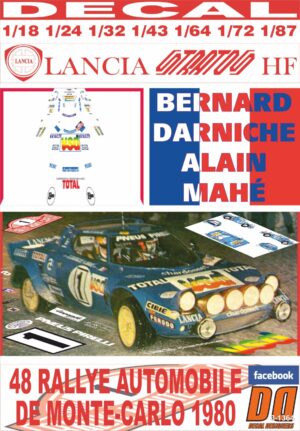 DECAL LANCIA STRATOS HF B.DARNICHE R.MONTECARLO 1980 2nd (01)