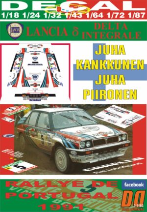 DECAL LANCIA DELTA INTEGRALE 16V J.KANKKUNEN R.PORTUGAL 1991 4th (01)