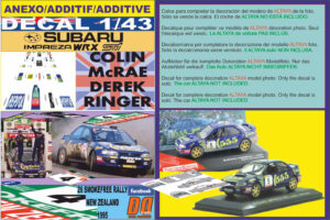 ANEXO DECAL 1/43 SUBARU IMPREZA 555 C.MCRAE R.NEW ZEALAND 1995 WINNER