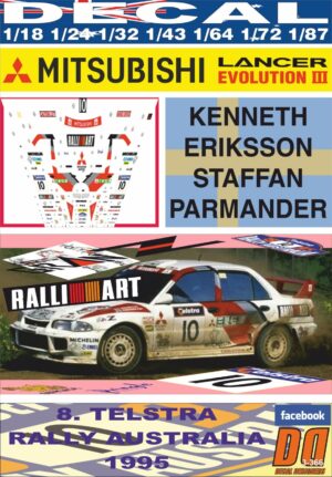 DECAL MITSUBISHI LANCER EVO III K.ERIKSSON R.AUSTRALIA 1995 WINNER (01)