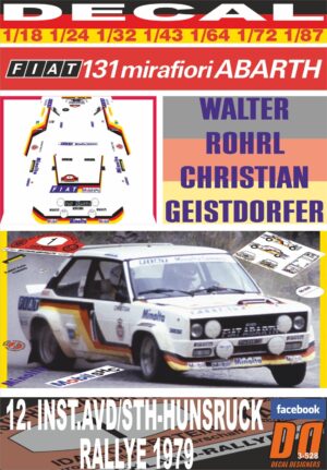 DECAL FIAT 131 ABARTH W.ROHRL HUNSRUCK R. 1979 WINNER