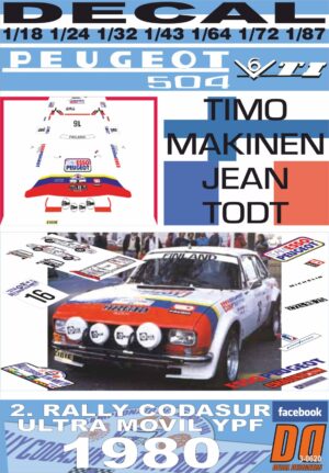 DECAL PEUGEOT 504 COUPE V6 T.MAKINEN R.CODASUR 1980 5th (01)