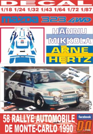 DECAL MAZDA 323 4WD H.MIKKOLA R.MONTECARLO 1990 DnF (01)
