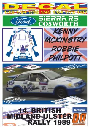 DECAL FORD SIERRA RS COSWORTH K.MCKINSTRY ULSTER R. 1989 DnF (01)