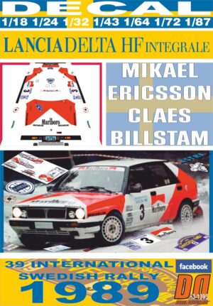 DECAL LANCIA DELTA INTEGRALE M.ERICSSON SWEDISH R. 1989 4th