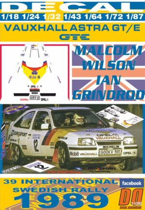 DECAL VAUXHALL ASTRA GTE  M.WILSON SWEDISH R. 1989 13rd (01)