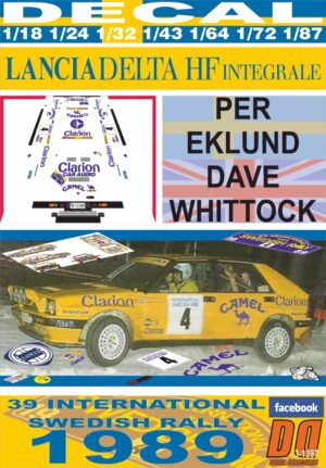 DECAL LANCIA DELTA INTEGRALE P.EKLUND SWEDISH R. 1989 2nd