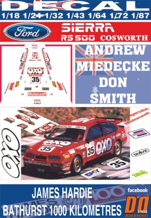 DECAL FORD SIERRA RS 500 A.MIEDECKE D.SMITH JAMES HARDIE 1000 BATHURST 1987 (01)