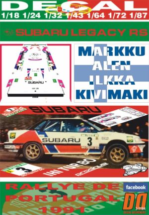 DECAL SUBARU LEGACY M.ALEN R.PORTUGAL 1991 5th