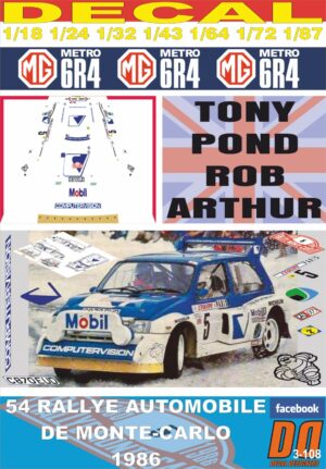 DECAL MG METRO 6R4 TONY POND R.MONTECARLO 1986 DnF (01)